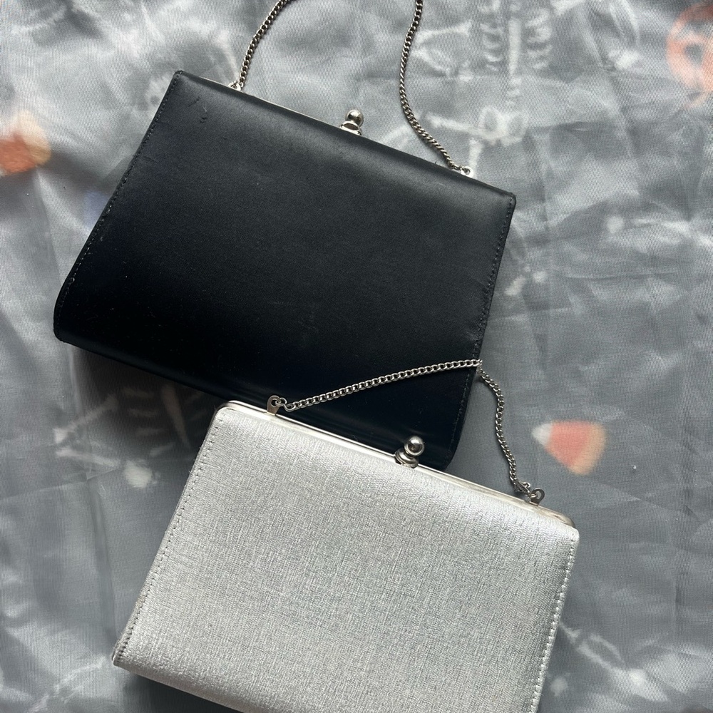 Elegant Black and Silver Clutch Set